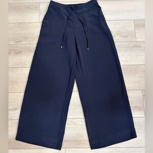 DKNY Wide Leg Pull-On Pants Navy Blue High Rise Elastic Waist Medium